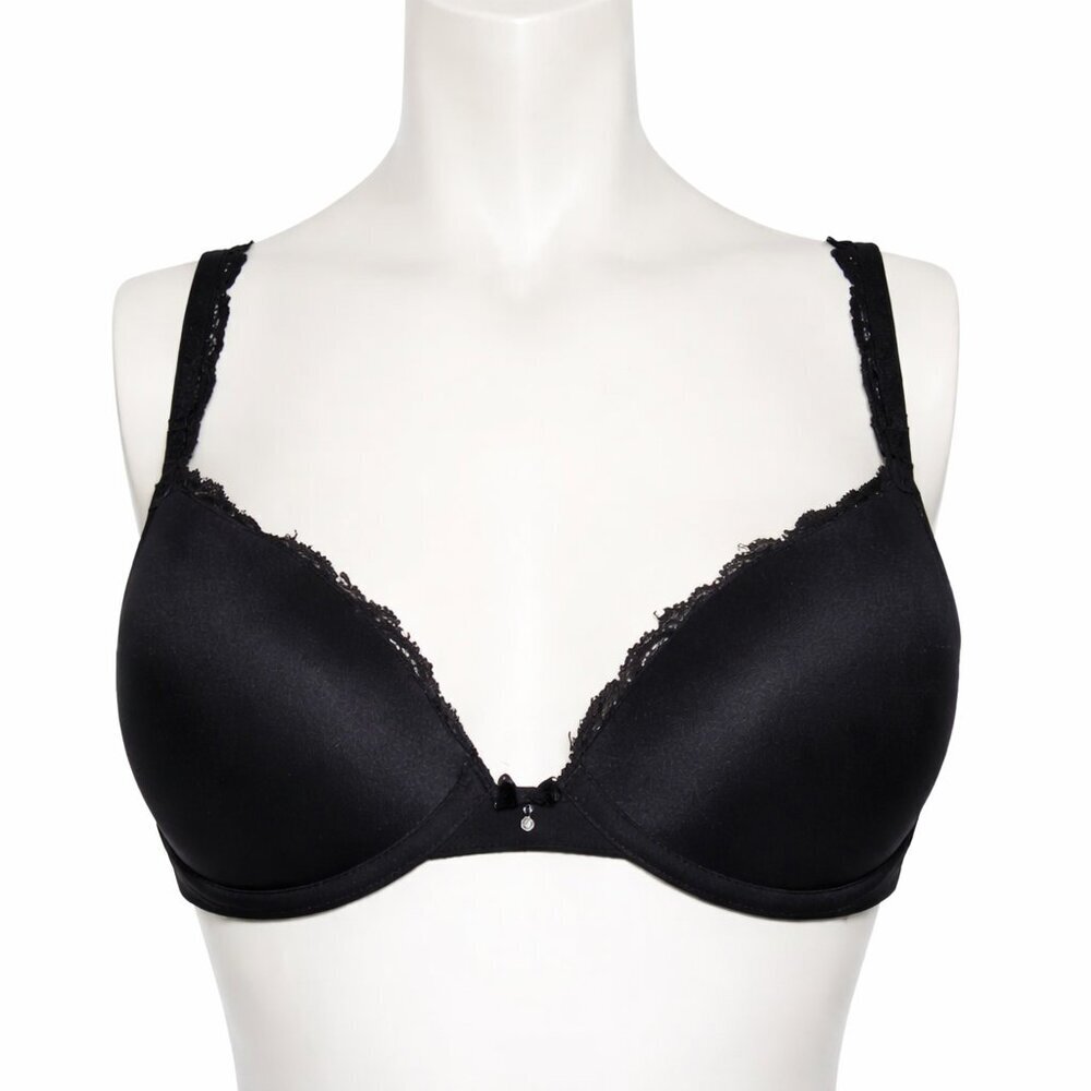 SOMA Embraceable Push Up Lace Trim Black Bra Size 32C